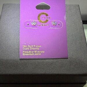 (NWT) Claire’s Luxe - 18kt Gold Plated Aqua Marine Cubic Zirconia Earrings